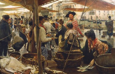 Old Fish Market in Venice by Ettore Tito